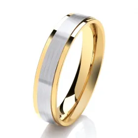 BiMetal Flat Court - Wide Centred Stripe Wedding Ring 